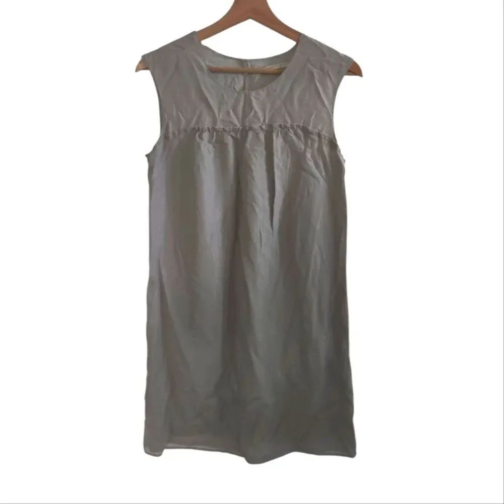 Cynthia Vincent Silk Gray Lurex Mini Dress